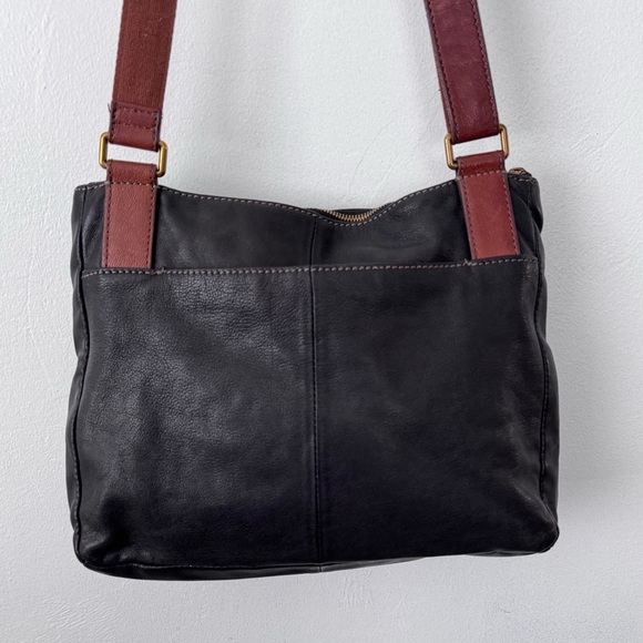 Fossil black leather 3 zip bag medium size - Picture 8 of 13